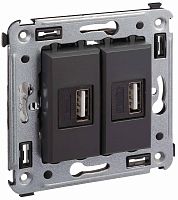 Розетка USB тип А+А без рамки DKC Avanti 2-м. 2100мА черный матовый картинка